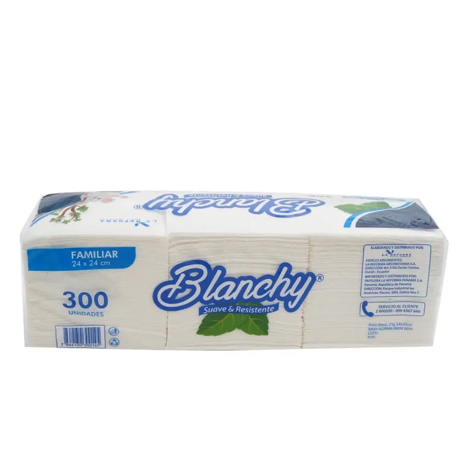 PAQUETE SERVILLETA BLANCHY X 300 UN.