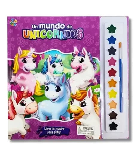 LIBRO DE POSTERS C/ACUARELA MUNDO DE UNICORNIOS