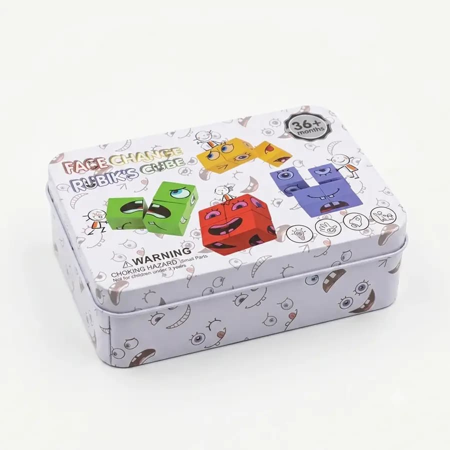 CUBO Y TARJETAS CARITAS CAJA METALICA LSA231