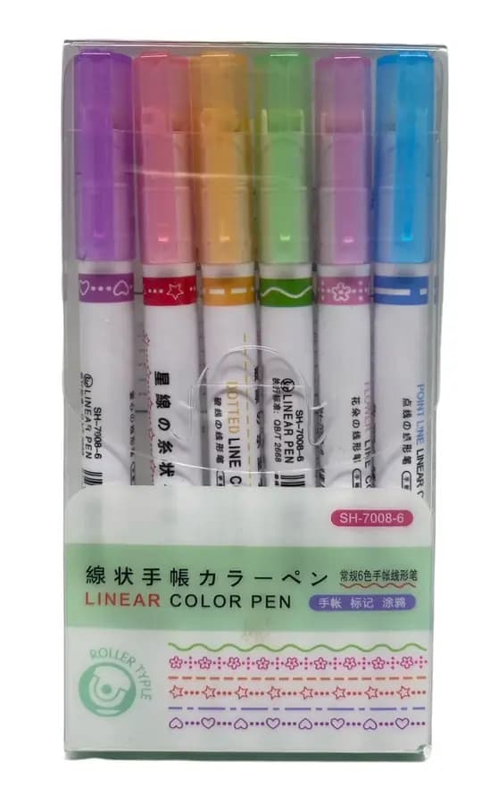 MARCADOR LINEAR X 6 DISENOS SH7008-6
