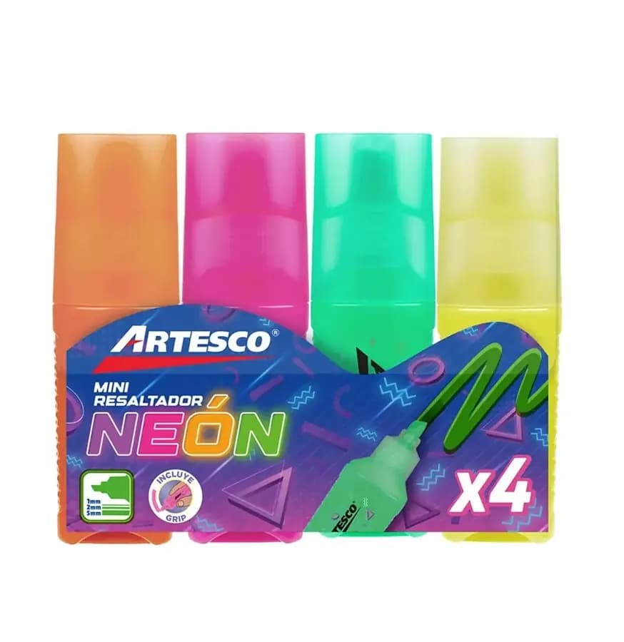 RESALTADOR MINI X 4UN ARTESCO NEON