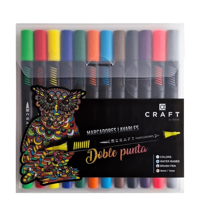 MARCADOR CRAFT X 12COL DOBLE PUNTA LAVABLE 2757