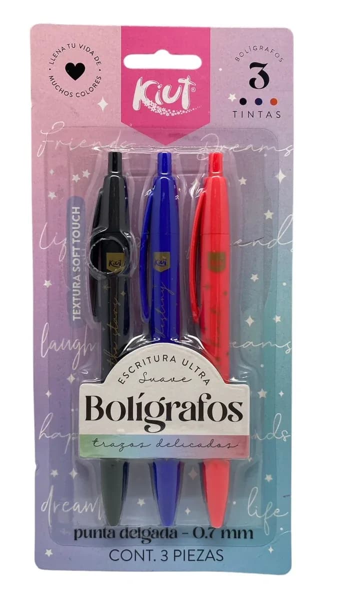 ESFERO ESTUCHE X 3COL KIUT RETRAC. 0.7MM