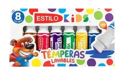 TEMPERA X 8COL ESTILO KIDS EN BARRA LAVABLES