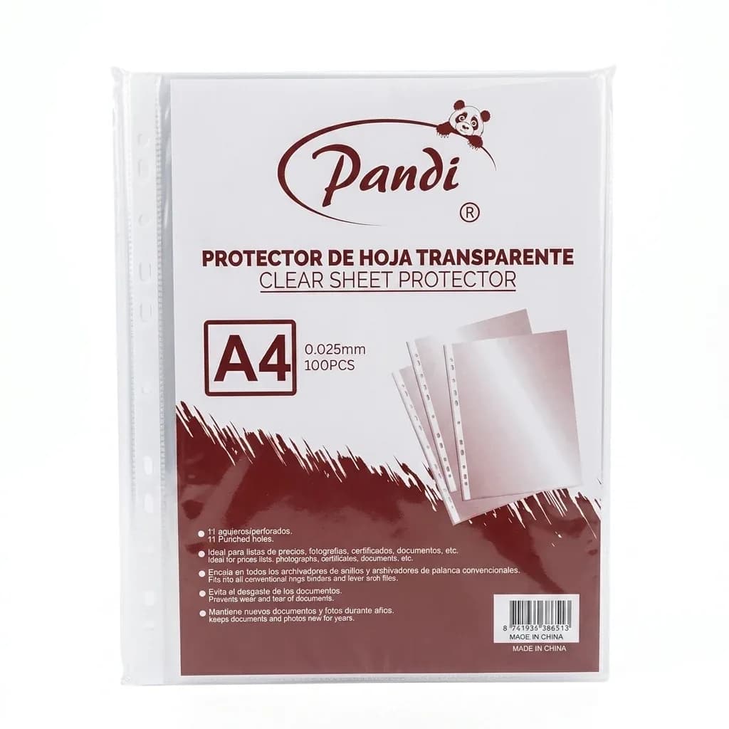 PROTECTOR HOJA PLASTICO X 100UN A4 PANDI