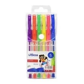 ESFERO ESTUCHE X 6COL UTILESA FLUO