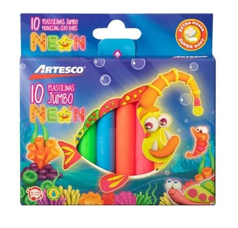 PLASTILINA ARTESCO X 10COL NEON