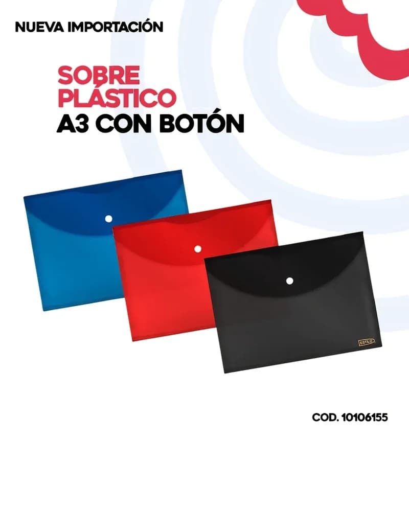 SOBRE PLAST. C BROCHE ESTILO A3 6155