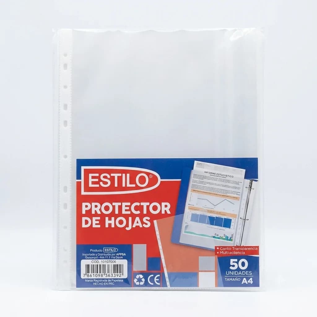 PROTECTOR HOJA PLASTICO X 50UN A4 ESTILO