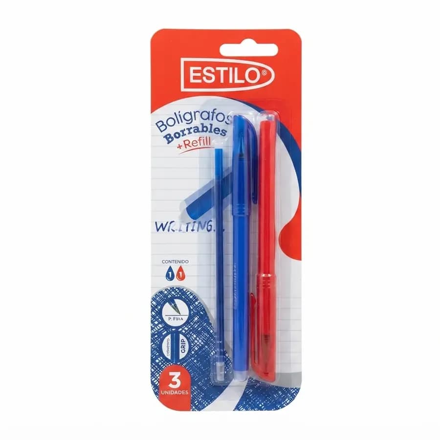 ESFERO BLISTER X 2UN ESTILO BORRABLE 0.7MM +MINA