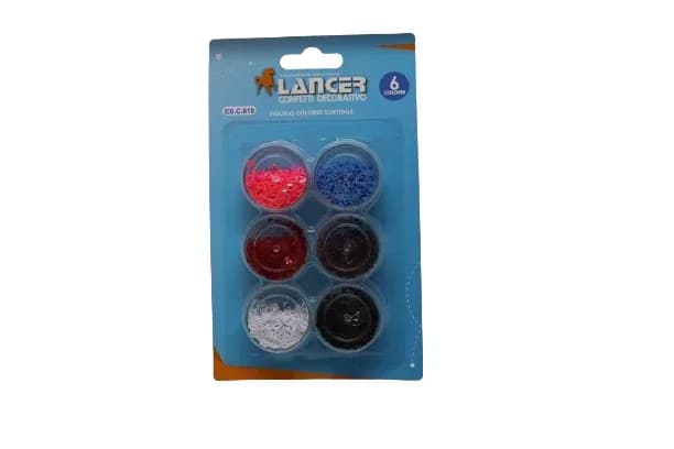 CONFETTI LANCER SET X 6COL FIGURAS DEC. ES.C610