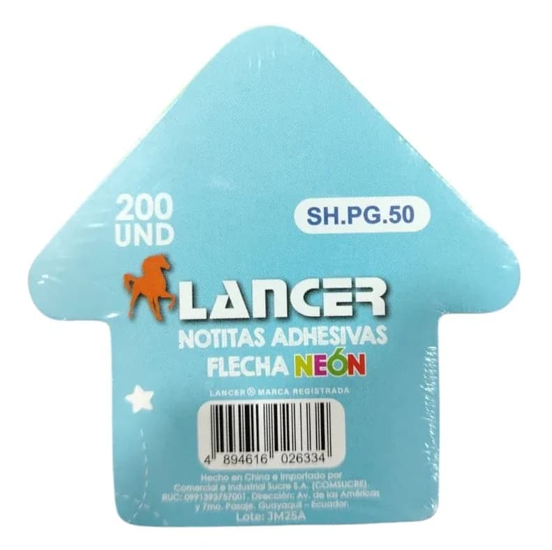 NOTITAS X 200H LANCER FLECHA X 5COL NEON PG.50