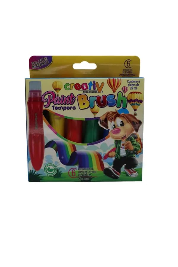 TEMPERA X 6COL CREATIV PAINT BRUSH 24ML CEPILLO