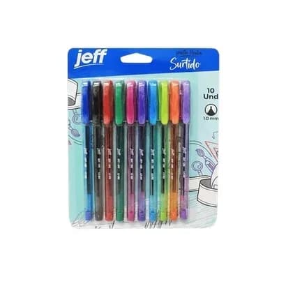 ESFERO BLISTER X 10COL JEFF P/MEDIA 1.0MM M1000SP