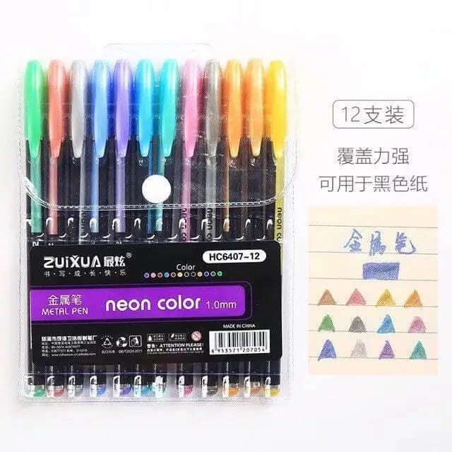 ESFERO X 12COL GLITER NEON ZUIXUA HG6107-12