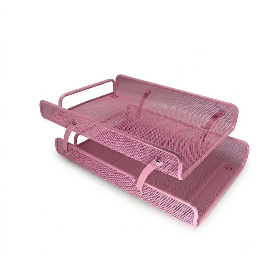 PAPELERA ESTILO METALICA 2 PISOS ROSA 10106952