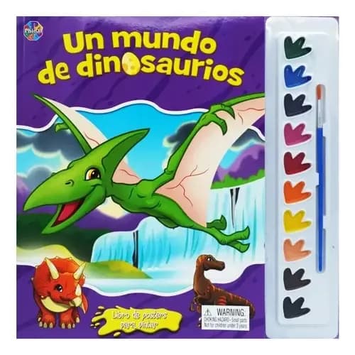LIBRO DE POSTERS C/ACUARELA MUNDO DE DINOSAURIOS