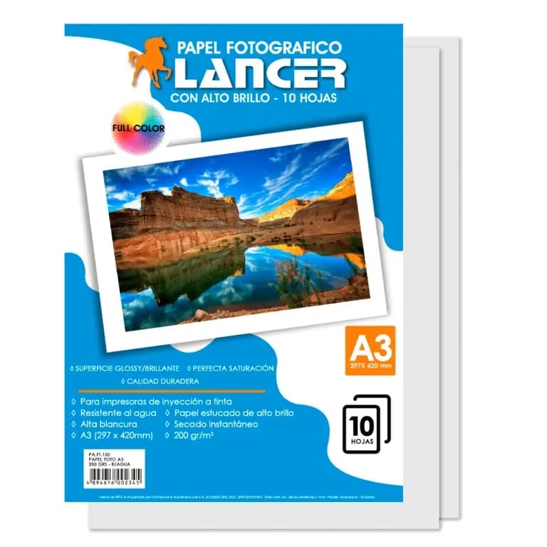 PAPEL FOTO 4X6 LANCER 230 GR X 50UN FT.140