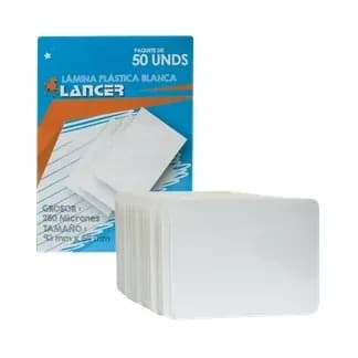 PAQUETE X 50UN PLASTICO LAMINA BLANCA CEDULA LM.25