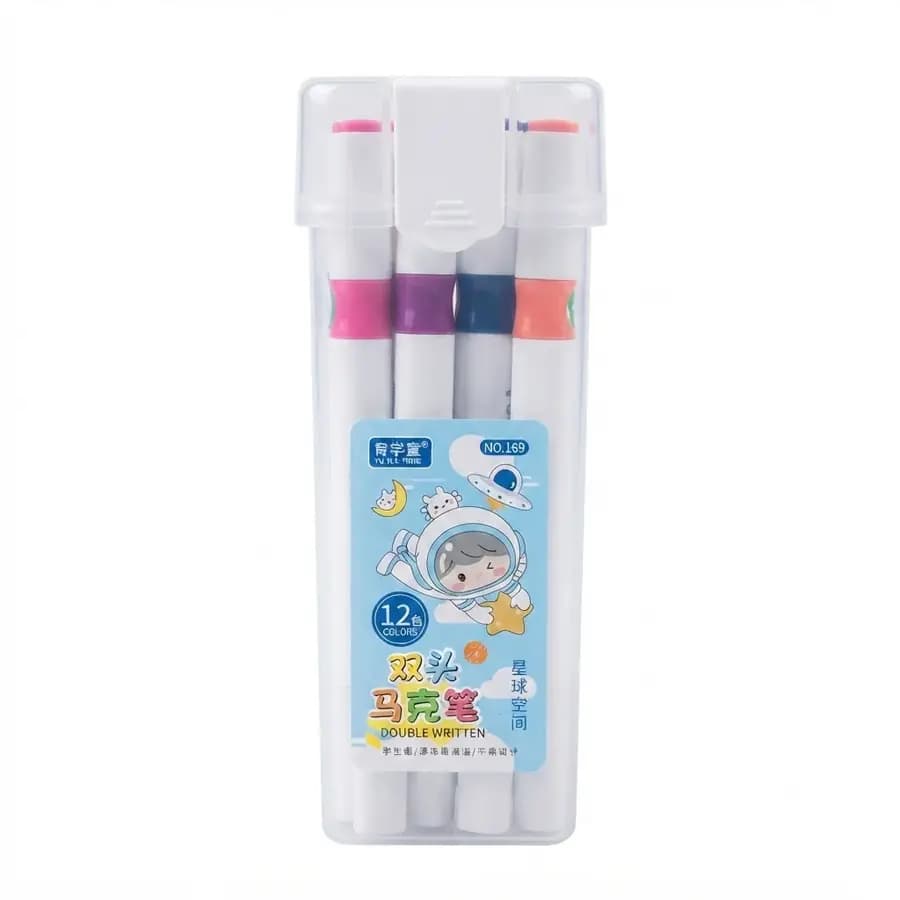 MARCADOR YU XUE TONG X 12COL DOBLE PUNTA N169