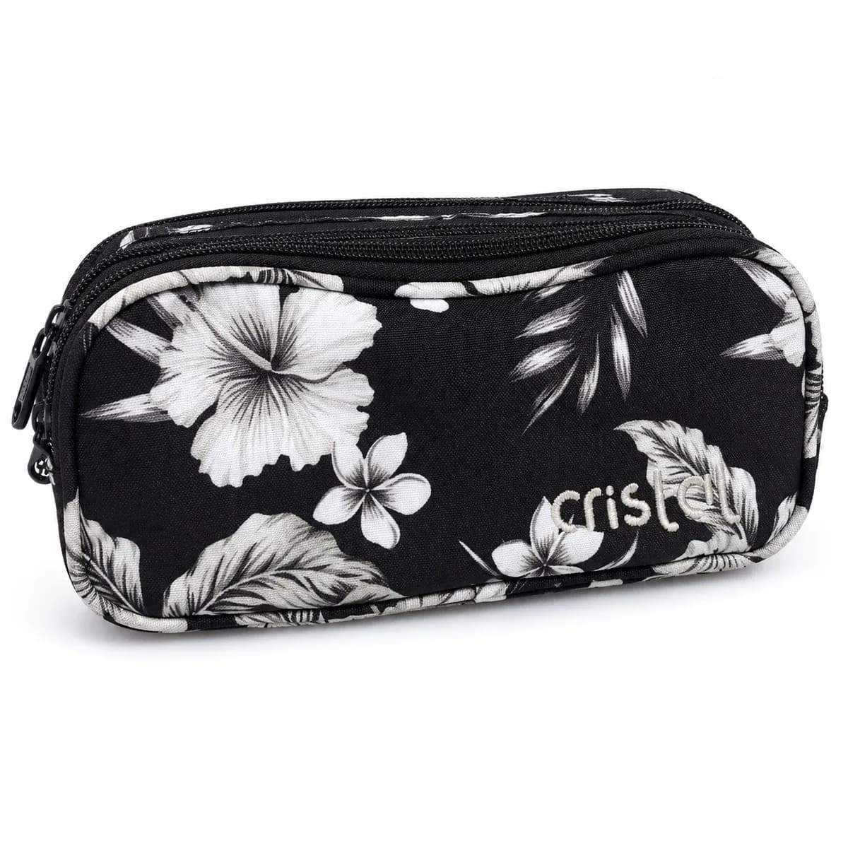 CARTUCHERA CRISTAL 3 SERV  F099819 NEGRA FLORES