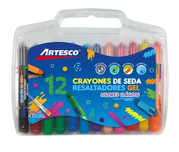 CRAYON ARTESCO SEDA X 12COL RESALT. GEL