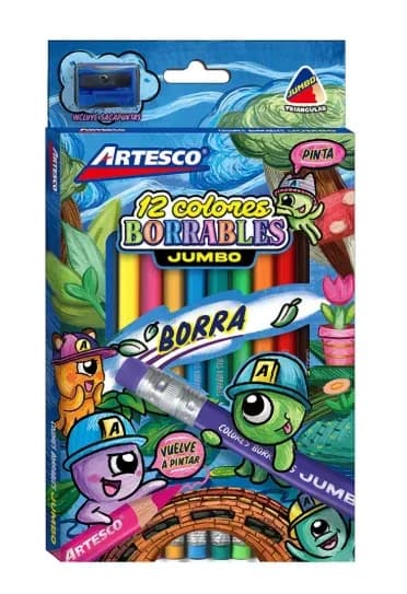 PINTURA ARTESCO X 12COL JUMBO BORRABLE