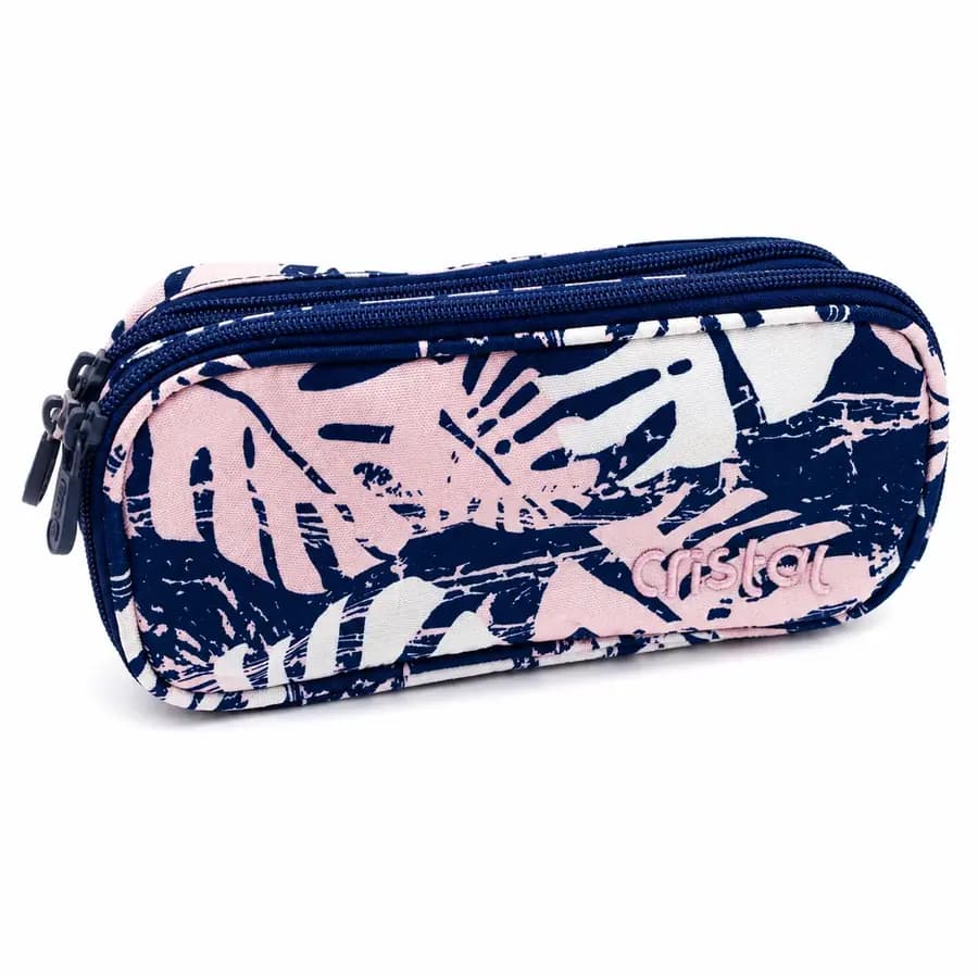 CARTUCHERA CRISTAL 3 SERV F099800 AZUL HOJAS BLACAS