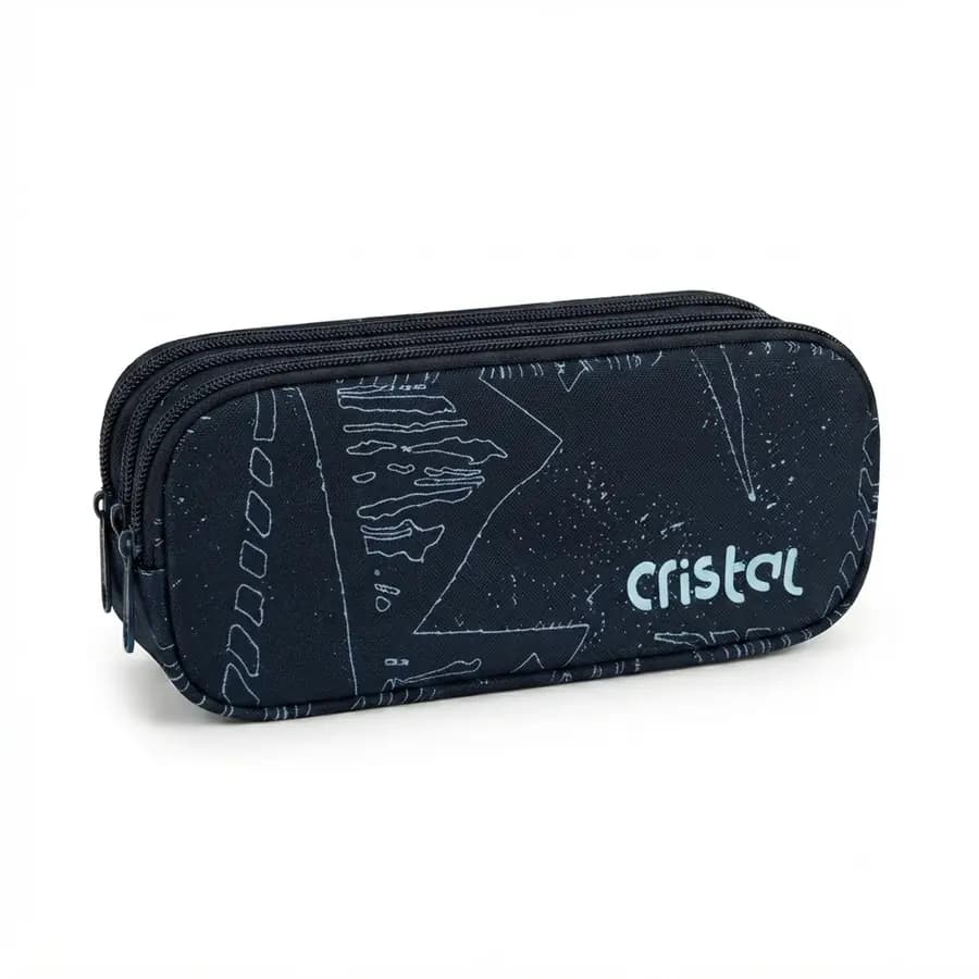 CARTUCHERA CRISTAL 3 SERV AZUL LINEAS F099836