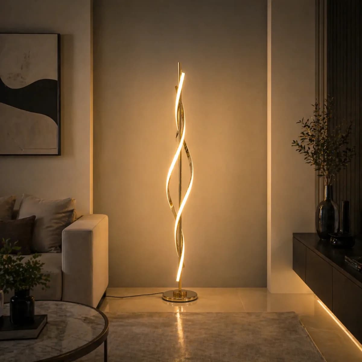 LAMPARA PEDESTAL DORADA S50442