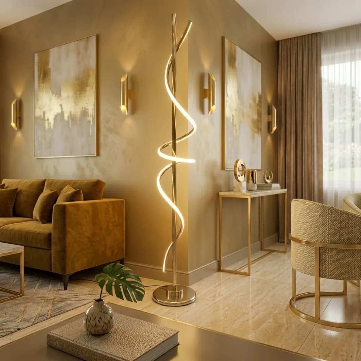 LAMPARA PEDESTAL DORADA S50443
