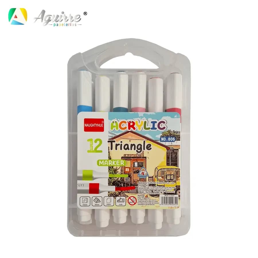 MARCADOR ACRILICO X 12COL TRIANGULAR NO 806