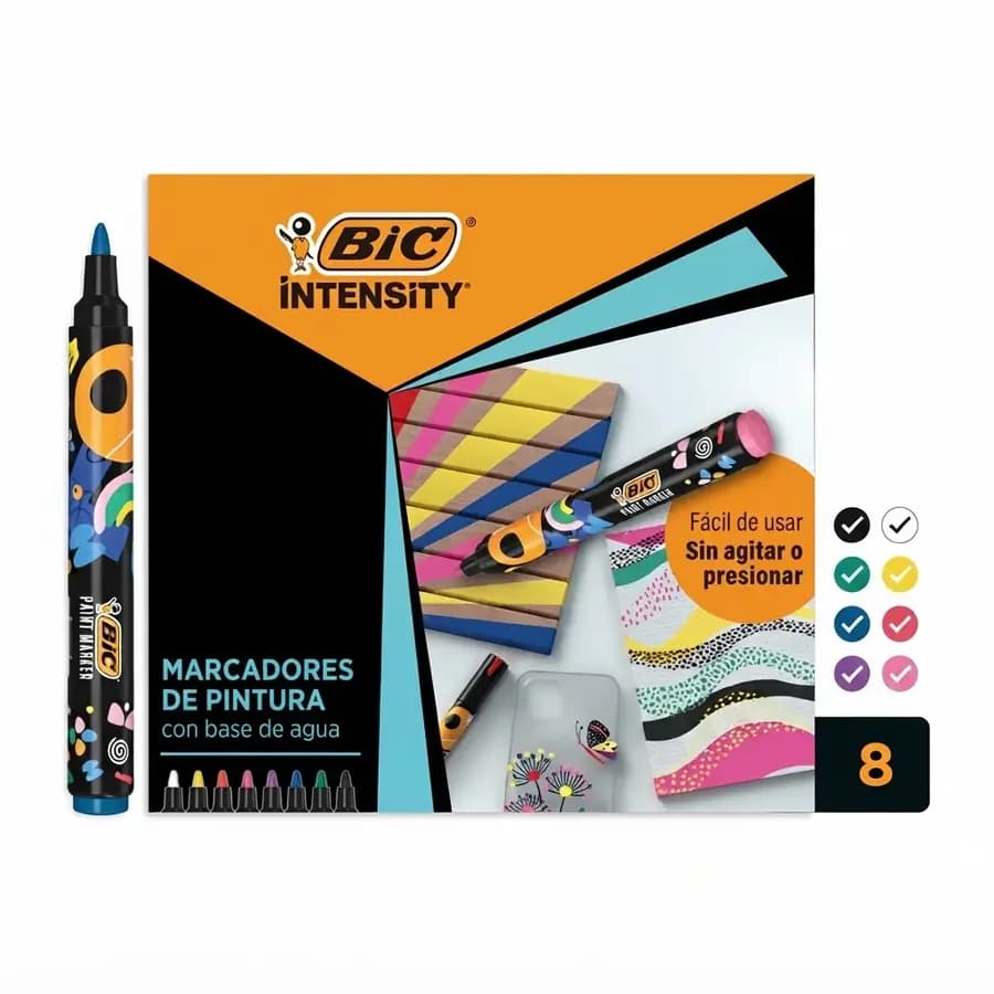 MARCADOR BIC INTENSITY 8 COL BASICOS
