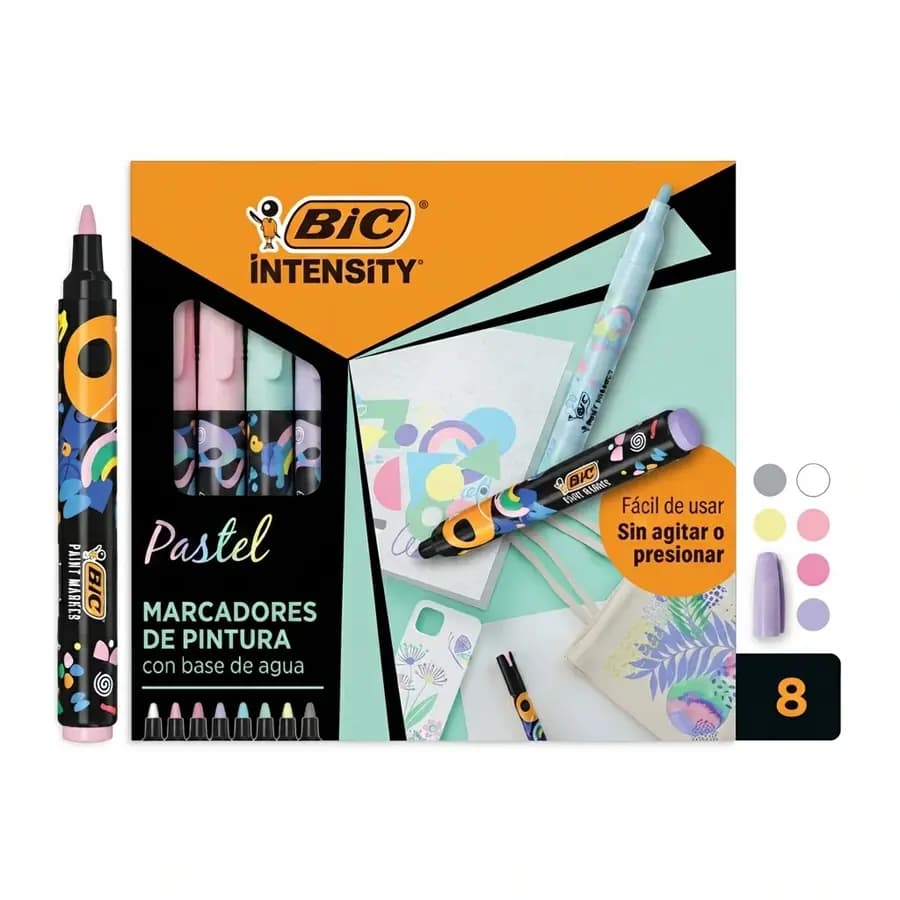MARCADOR BIC INTENSITY 8 COL PASTEL
