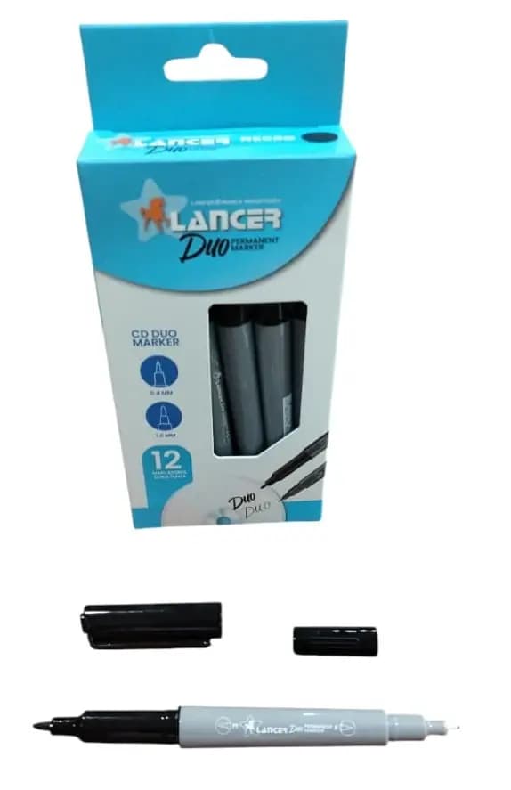 MARCADOR LANCER DOBLE PUNTA NEGRO