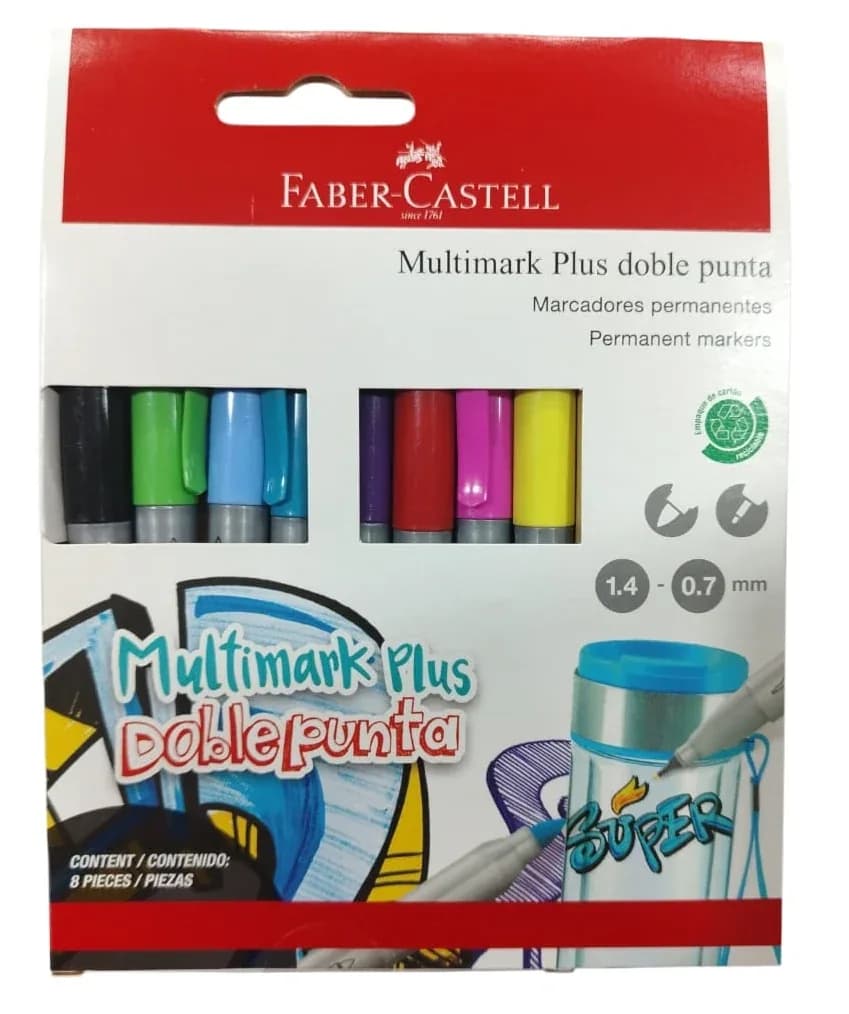 MARCADOR FABER C X 8COL MULTIMARK PLUS D/PUNTA