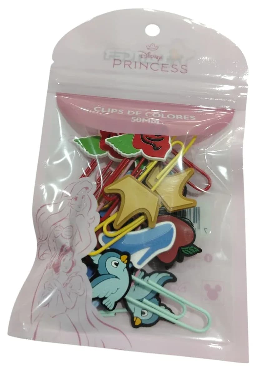 CLIPS COLORES PRINCESAS 50MM X15UN