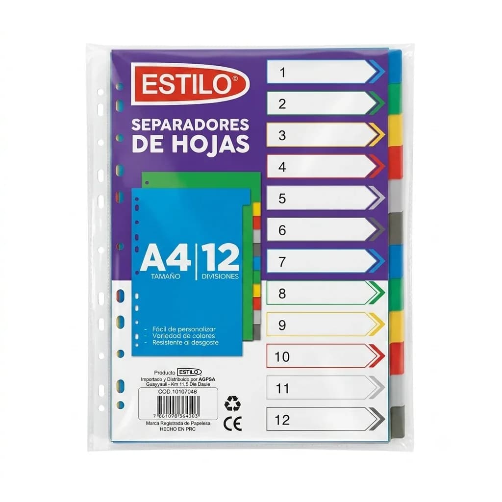 SEPARADOR INEN COLORES X 12UN