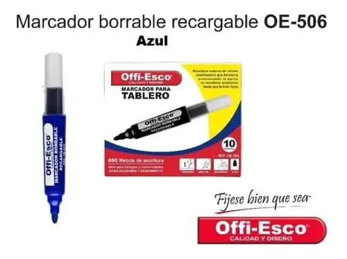 MARCADOR LEELY BORRABLE RECARG. AZUL L-201