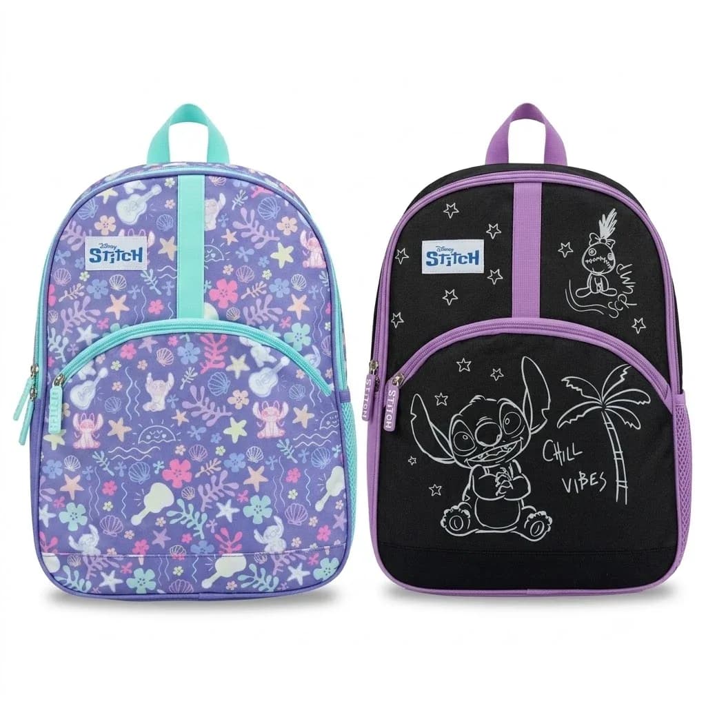 MOCHILA LANCER STITCH LILA/NEGRO DIS501