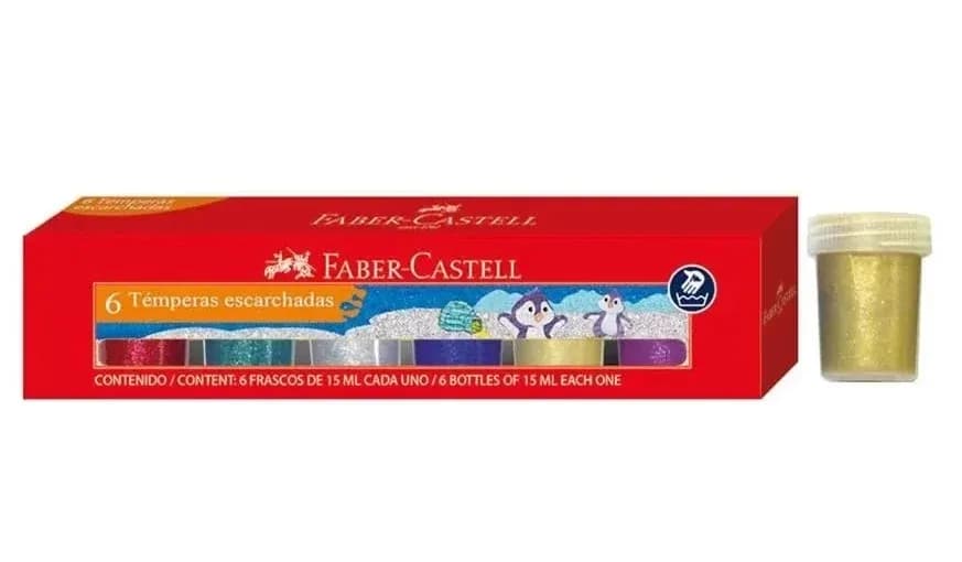 TEMPERA X 6COL FABER  ESCARCHADO
