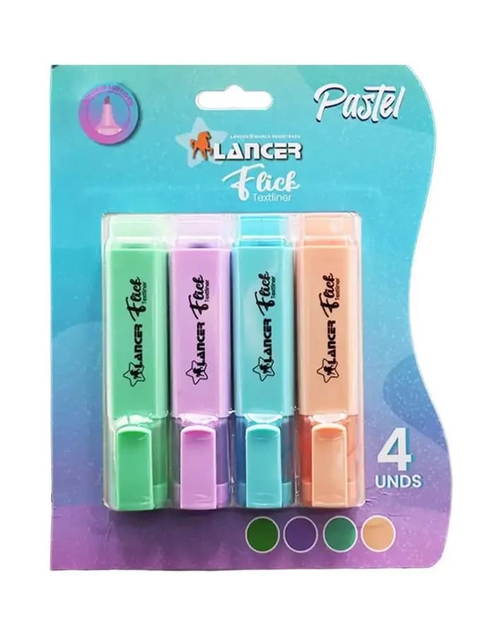 RESALTADOR X 4UN LANCER FLICK PASTEL 600.P4S