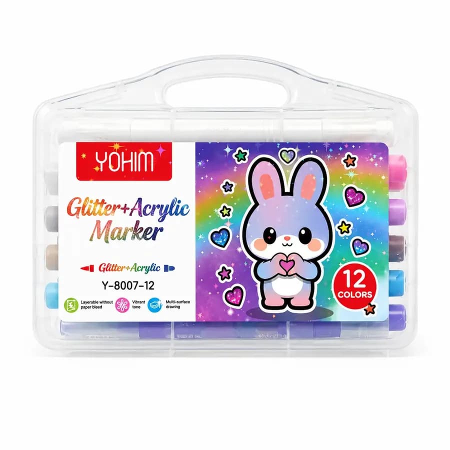 MARCADOR YOHIM X12COL GLITTER 8007-12